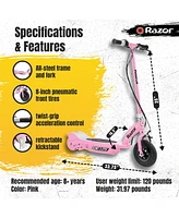 Razor E125 Kids Ride On 24V Motorized Battery Powered Electric Scooter Toy, Pink
