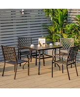 Inolait 37 Inch Square Patio Dining Table with Umbrella Pole Hole