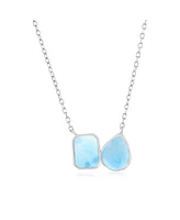 Caribbean Treasures Sterling Silver Rectangle & Pearshaped Larimar Necklace