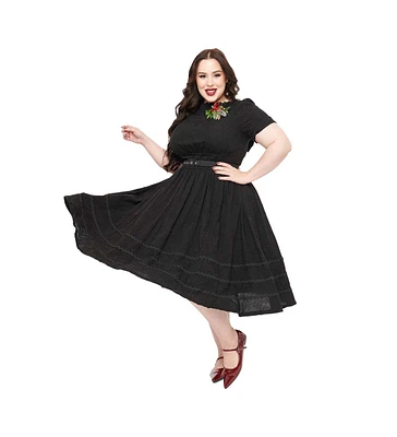 Unique Vintage Plus Boatneck Ricrac Swing Dress