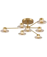 Chapman 33 1/2" Modern Semi Flush-Mount Ceiling Light Fixture Kitchen Foyer Hallway Sputnik Unique 7-Light Led Warm Gold Finish Glass Metal Bedro
