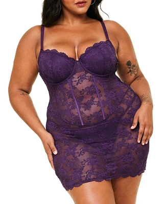 Adore Me Plus Brielle Babydoll & G-String Set Lingerie