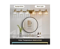 gaomon Bathroom Vanity Light Fixtures Modern Crystal Vanity Light Fixtures Over Mirror FF0C;6 Light Modern Crystal Wall Lighting with Square Shade Gol