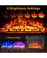 Gymax 24'' 3-Sided Electric Fireplace Insert w/Remote Control 3 Flame Colors 1-6H Timer