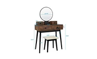 Slickblue Vanity Set with Touch Screen Lighted Mirror, Makeup Table, Cushioned Stool, and 4 Drawers for Storage