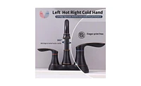 Slickblue 2-Handle 4-Inch Oil Rubbed Bronze Bathroom Faucet for Vanity Sinks, Includes Pop-Up Drain and Supply Hoses