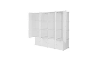 Slickblue 4-Layer 16-Cube Stackable Plastic Organizer with Steel Wire and Clothes Rails for Custom Storage