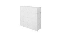 Slickblue 4-Layer 16-Cube Stackable Plastic Organizer with Steel Wire and Clothes Rails for Custom Storage