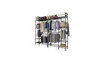 Slickblue Portable Metal Closet Organizer Garment Rack with Clothes Hanger and Home Shelf for Efficient Storage