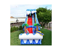 JumpOrange Commercial Grade Inflatable Shark Sighted Double Drop Party Water Slide with Air Blower, Pvc Vinyl, Outdoor Play, Kids Party