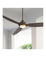Casa Vieja 60" Revere Mid Century Modern Indoor Outdoor Ceiling Fan 3 Blade Customize Led Remote Control Emperial Bronze Finish Blades Bedroom Patio L