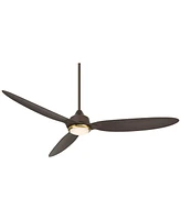 Casa Vieja 60" Revere Mid Century Modern Indoor Outdoor Ceiling Fan 3 Blade Customize Led Remote Control Emperial Bronze Finish Blades Bedroom Patio L