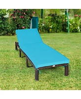 Sugift Paito Wicker Chaise Lounger with Adjustable Backrest