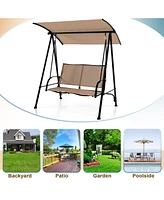 Sugift 2-Seat Outdoor Canopy Swing with Comfortable Fabric Seat and Heavy-duty Metal Frame