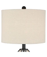 360 Lighting Eric Rustic Table Lamps 24" High Set of 2 Dark Bronze Brown Clear Blown Glass Gourd Burlap Fabric Drum Shade for Living Room Bedroom Hous