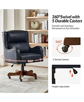 Clemant Transitional Leather Executive Task Chair with Adjustable Seat Height and Tilt Mechanism