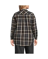 Lands' End Plus Flannel Boyfriend Fit Long Sleeve Shirt