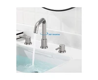 gaomon Bathroom Sink Faucet,Bathroom Faucet 3 Hole with Stainless Steel Pop Up Drain and cUPC Lead-Free Hose