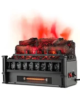 Gymax 20'' Infrared Quartz Electric Fireplace Heater W/ Pinewood Ember Bed Thermostat