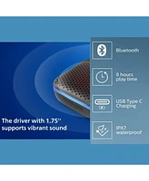 Philips Black Wireless Bluetooth Speaker, IPX7 Waterproof, 10 Hours Playtime, Multi-Color Led Lights, Built-in Mic