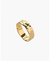 Bearfruit Jewelry Sterling Silver 18k Gold Plated Fiona Thin Hammered Band Ring Size 6