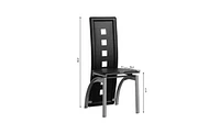 Slickblue 4-Piece Pu Leather Dining Chair Set with Long Backrest, Square Hollow Design, Black Cushion & Electroplated Legs