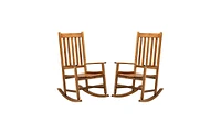 Slickblue Square Wooden Rocking Chair Original Finish, Classic Design for Comfortable Indoor Seating