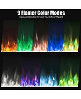 Gymax 50'' Electric Fireplace Recessed and Wall Mounted 750W/1500W W/ Multicolor Flame