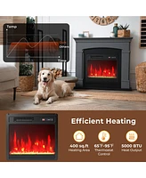 Gymax 18'' Electric Fireplace Insert w/Remote Control Adjustable Flame Color Brightness