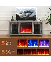Gymax 18'' Electric Fireplace Insert w/Remote Control Adjustable Flame Color Brightness