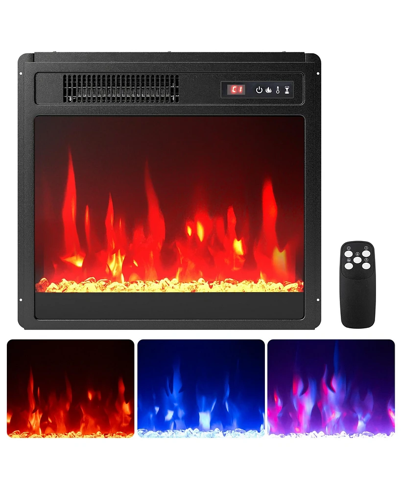 Gymax 18'' Electric Fireplace Insert w/Remote Control Adjustable Flame Color Brightness