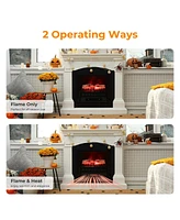 Gymax 20'' Infrared Quartz Electric Fireplace Heater W/ Birchwood Ember Bed Thermostat