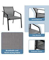 Sugift 4 Pieces Patio Furniture Set with Armrest Loveseat Sofas and Glass Table Deck