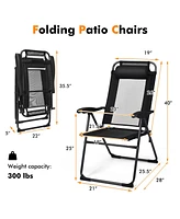 Sugift 2 Pieces Patio Adjustable Folding Recliner Chairs with 7 Level Adjustable Backrest