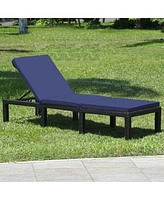Inolait Patio Rattan Height Adjustable Lounge Chair with 2 Set of Cushion Cover