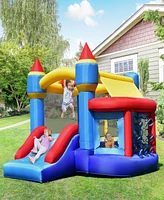 Inolait Castle Slide Inflatable Bounce House with Ball Pit and Basketball Hoop