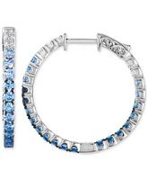 Le Vian Small Denim Ombre (1-3/4 ct. t.w.) & White Sapphire (3/8 ct. t.w.) Hoop Earrings in 14k White Gold, 1.02"