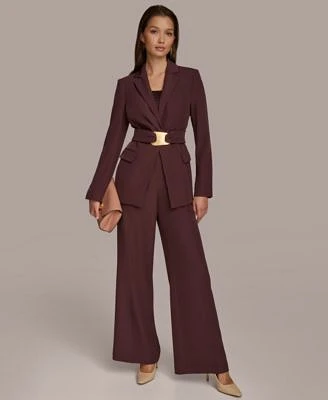 Donna Karan New York Womens Belted Blazer Wide Leg Pants