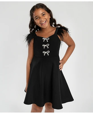 Rare Editions Big Girls Feather Shoulder Party Dress