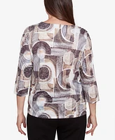 Alfred Dunner Petite Geometric Patch Print Top