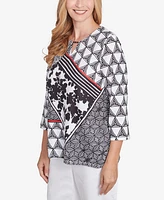 Alfred Dunner Petite Textured Patchwork Top