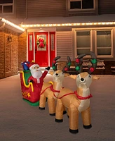 Northlight 8' Inflatable Santa's Sleigh and Reindeer Outdoor Christmas Decoration