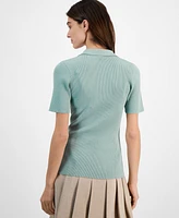 Tahari Asl Women's Rib-Knit Polo Top