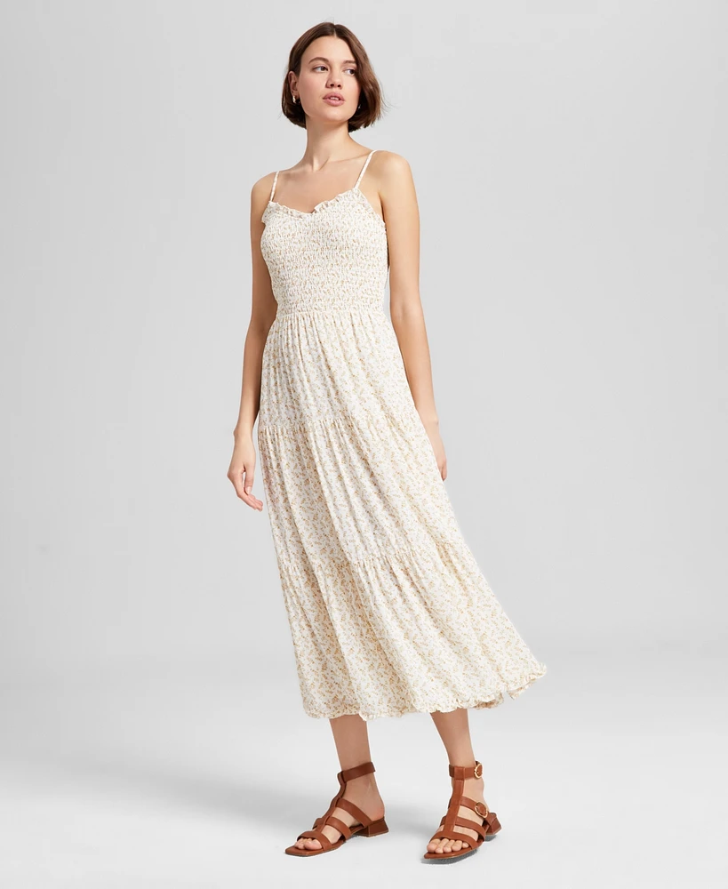 And Now This Women's Tiered Smocked-Bodice Midi Dress, Exclusively at Macy's