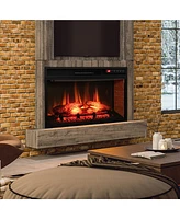 Gymax 1400W 26 Inch Electric Fireplace Insert 4777 Btu Recessed Freestanding Fireplace w/ Remote