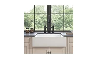 Slickblue Farmhouse Apron-Front White Ceramic Kitchen Sink for Stylish Culinary Spaces