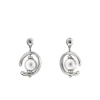 UNOde50 Sterling Silver Metal Clad and Cultivated Pearl Earring