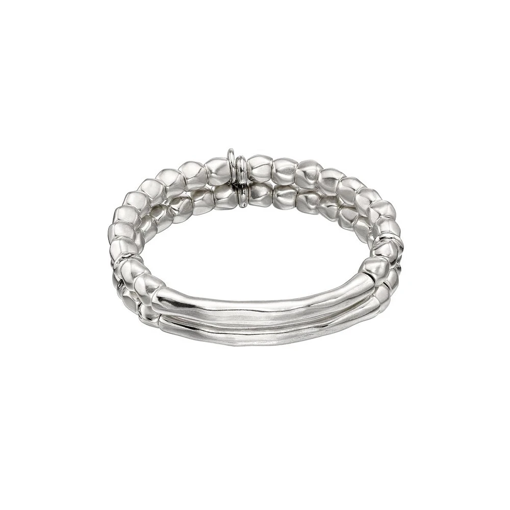 UNOde50 Sterling Silver Double Beaded Bracelet