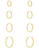 Polished Endless Hoop Earrings Set 18k Gold over Sterling Silver, Created for Macy's