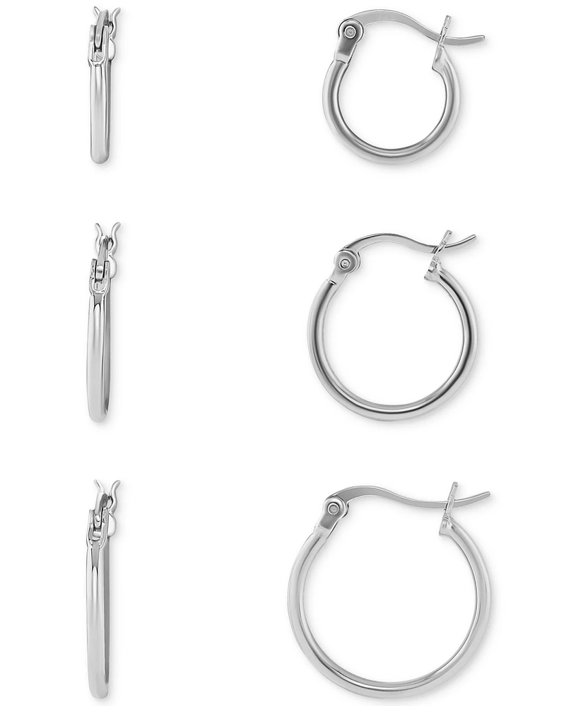 Polished Hoop Earrings Set in 18k Gold over Sterling Silver, Created for Macy's